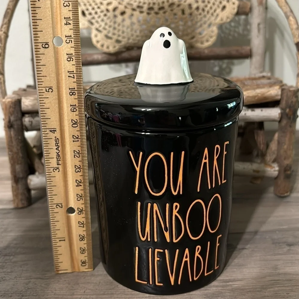 LAST ONE! NEW IN PACKAGING! RAE DUNN YOU ARE UNBOOLIEVABLE W/GHOST LID JAR